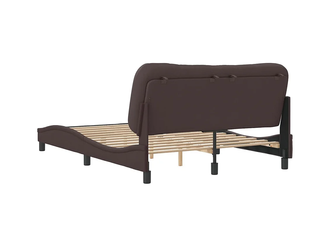Estrutura de cama c/ cabeceira 140x200cm tecido castanho-escuro