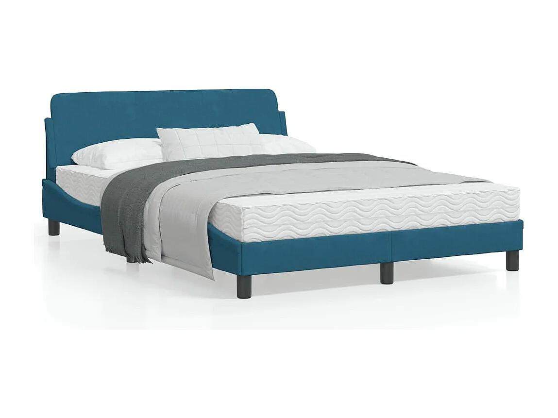 Estructura de cama con cabecero terciopelo azul 140x190 cm