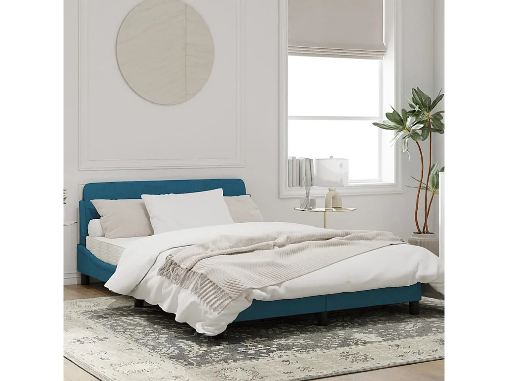 Estructura de cama con cabecero terciopelo azul 140x190 cm