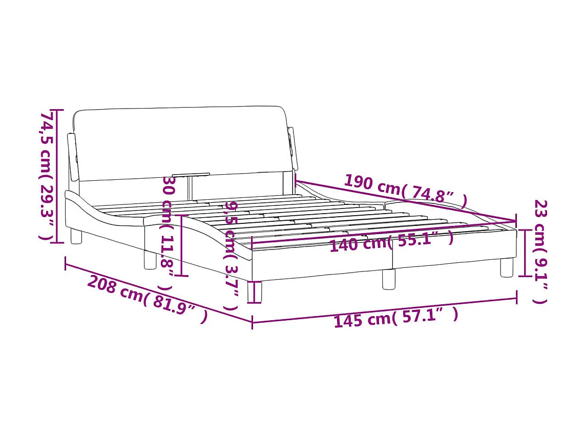 Estructura de cama con cabecero terciopelo azul 140x190 cm