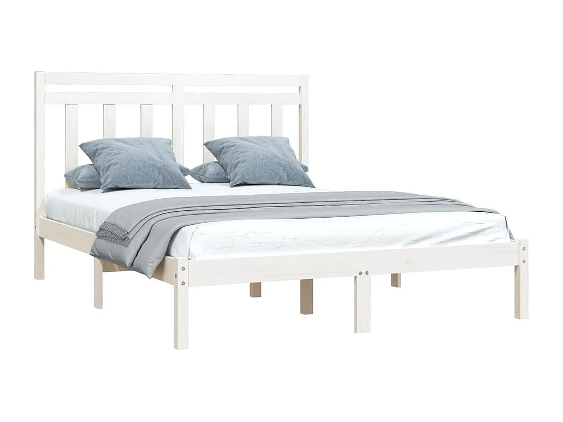 Estructura de cama de madera maciza de pino blanca 160x200 cm