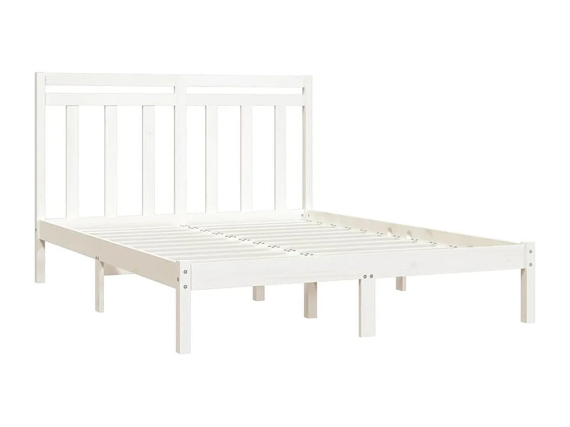 Estructura de cama de madera maciza de pino blanca 160x200 cm
