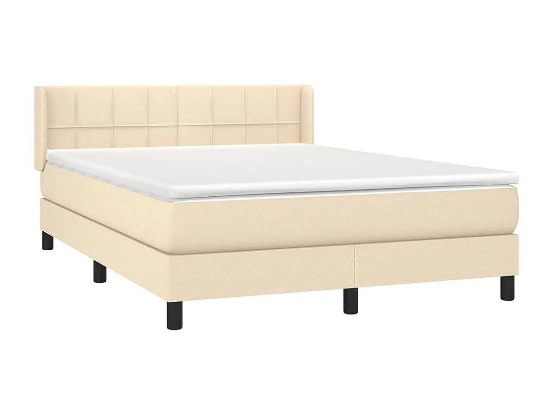 Lit à sommier tapissier avec matelas Crème 140x200 cm Tissu