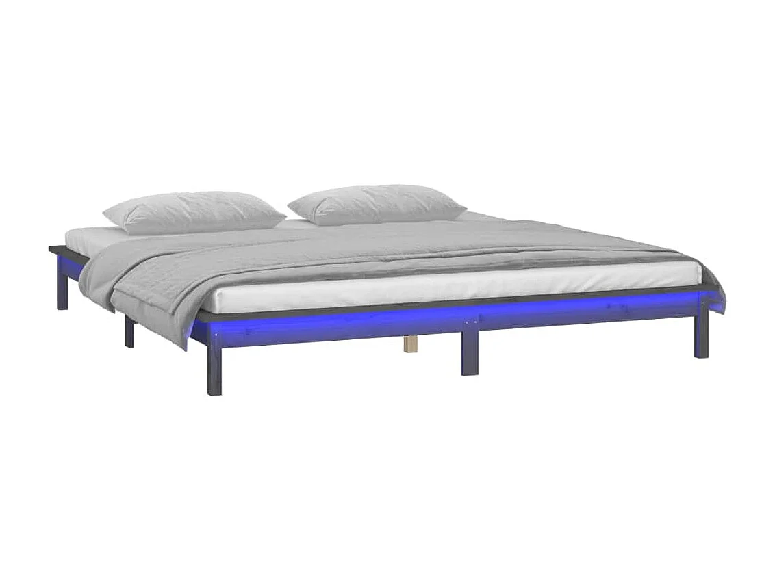 Estructura de cama con LED madera maciza gris 120x200 cm