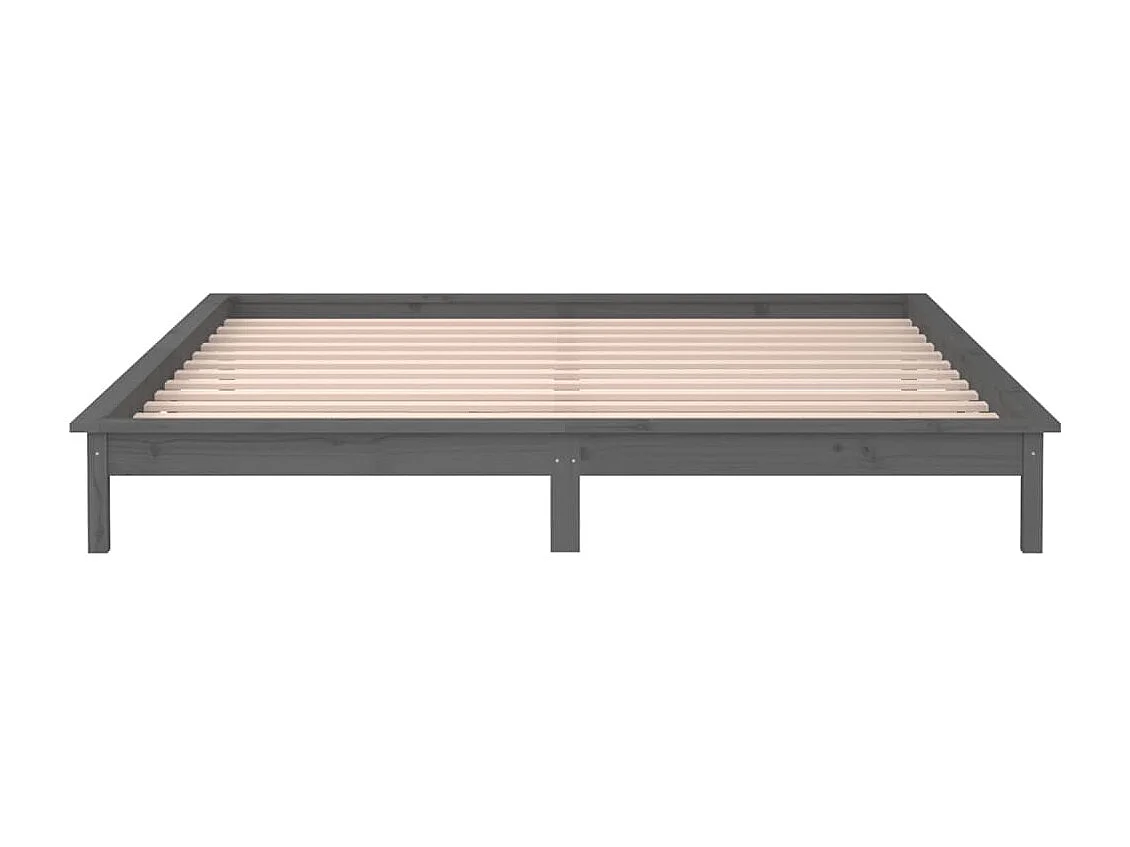 Estructura de cama con LED madera maciza gris 120x200 cm