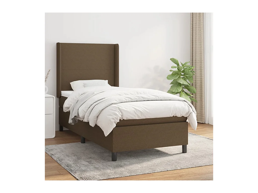 Boxspring met matras stof donkerbruin 90x190 cm