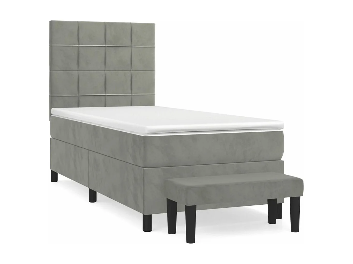 Lit à sommier tapissier et matelas Gris clair 80x200 cm Velours