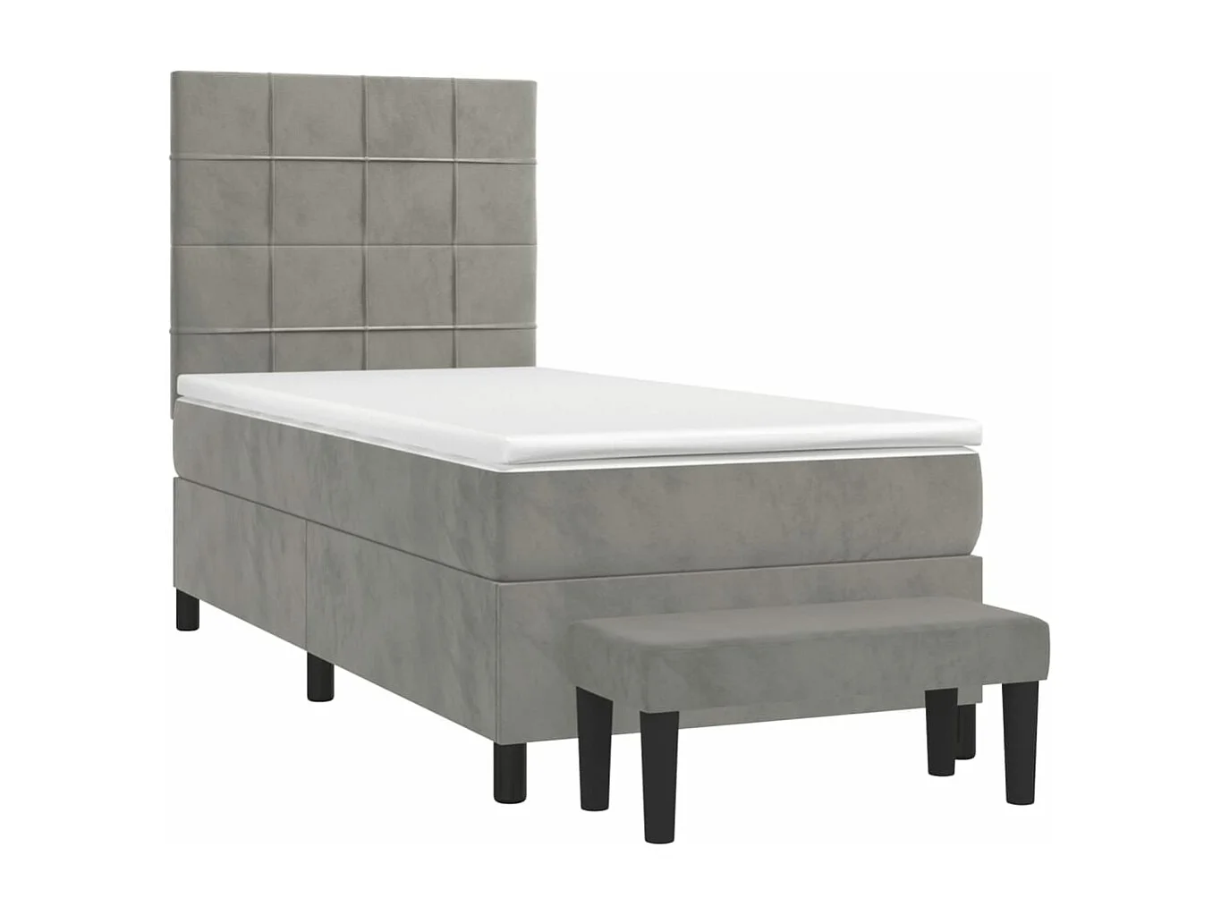 Lit à sommier tapissier et matelas Gris clair 80x200 cm Velours