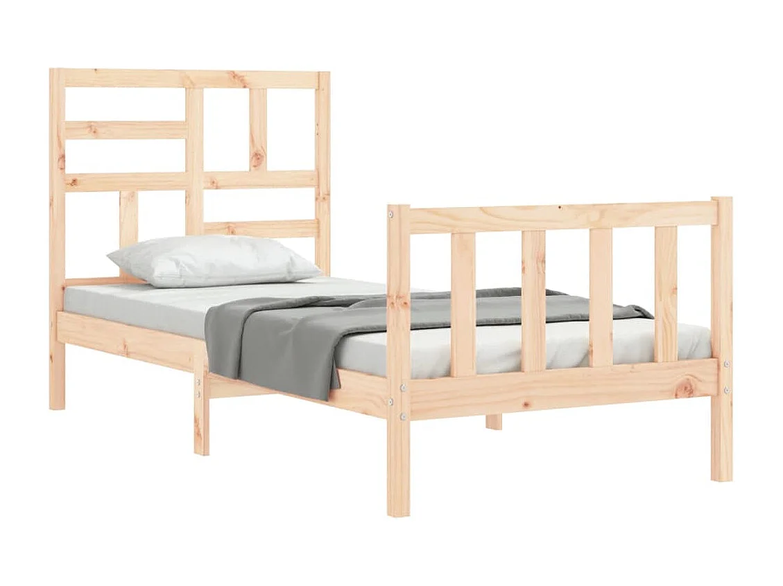 Cadre de lit avec tête de lit petit simple bois massif