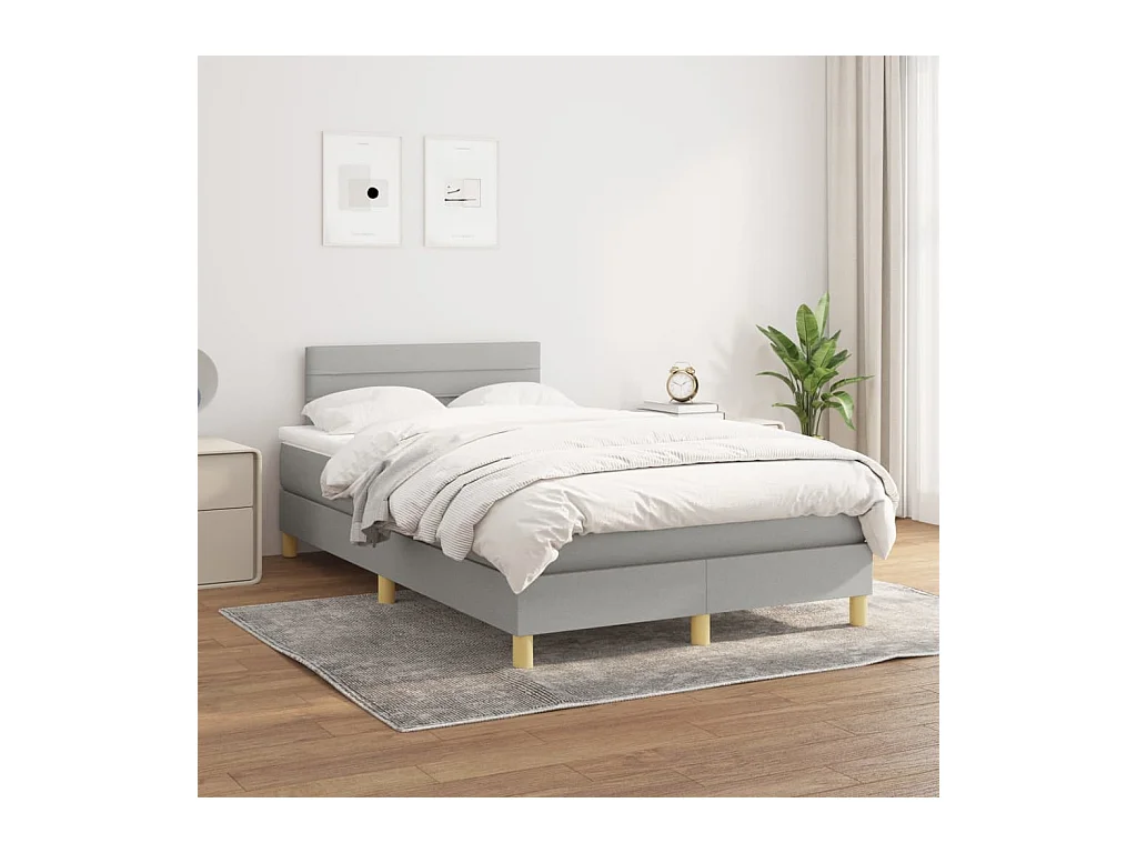 Boxspring met matras stof lichtgrijs 120x200 cm
