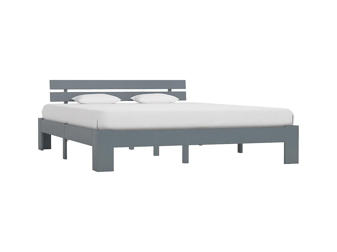 Cadre de lit Gris Bois de pin massif 160 x 200 cm
