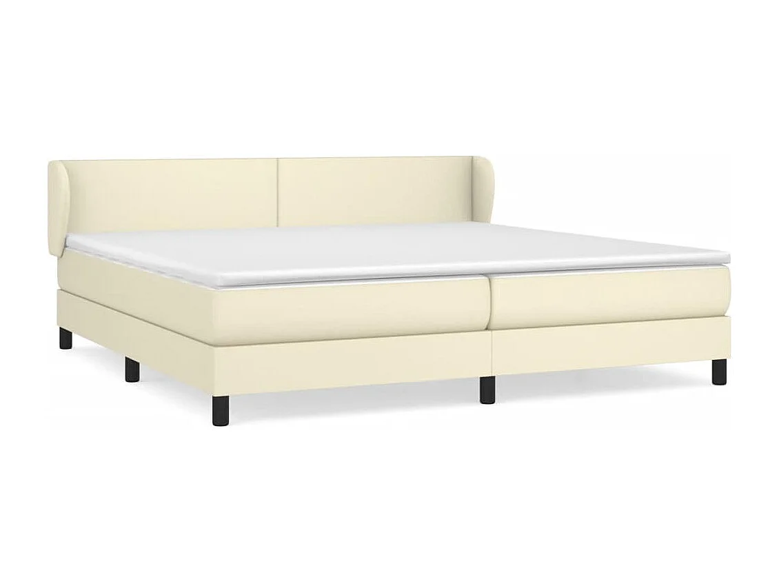Cama box spring con colchón cuero sintético crema 200x200 cm