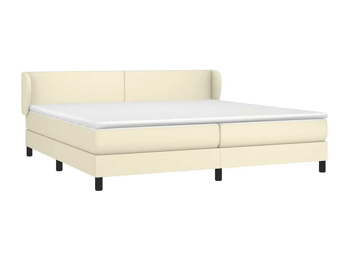 Cama box spring con colchón cuero sintético crema 200x200 cm