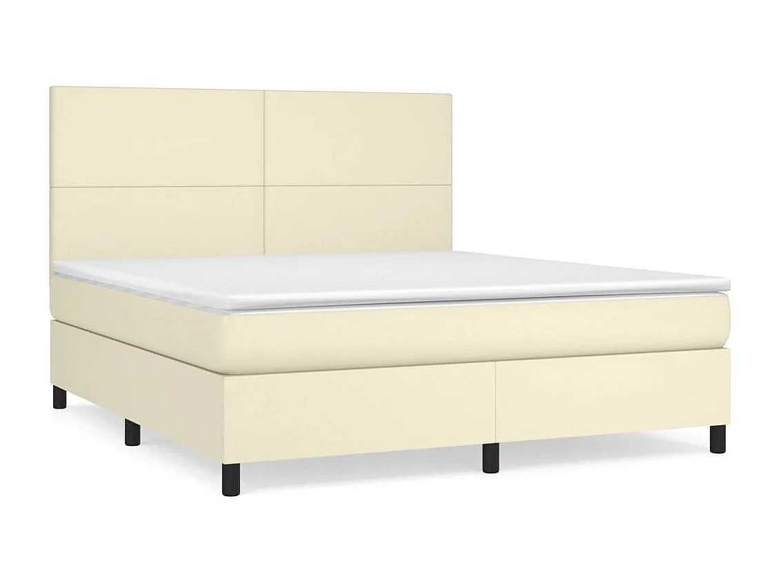 Lit à sommier tapissier avec matelas Crème 180x200cm Similicuir
