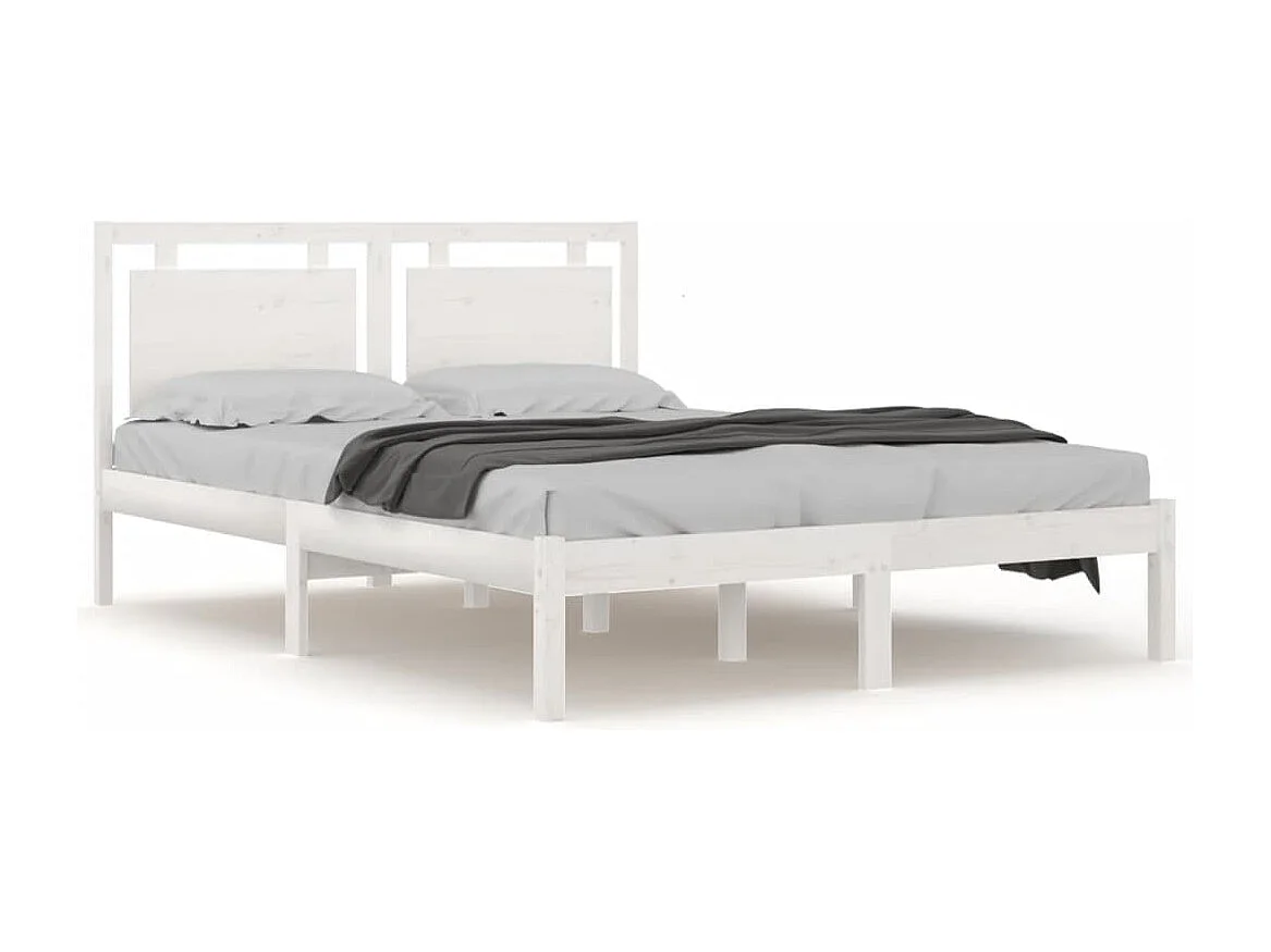 Estrutura de cama king 150x200 cm madeira maciça branco