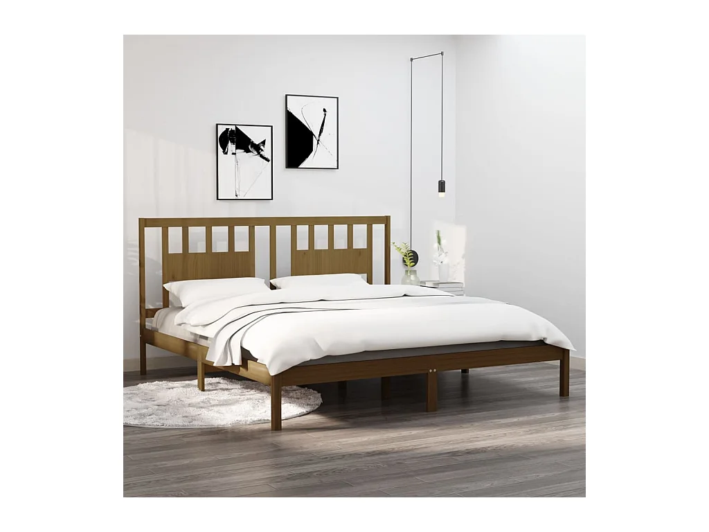 Bedframe massief grenenhout honingbruin 200x200 cm