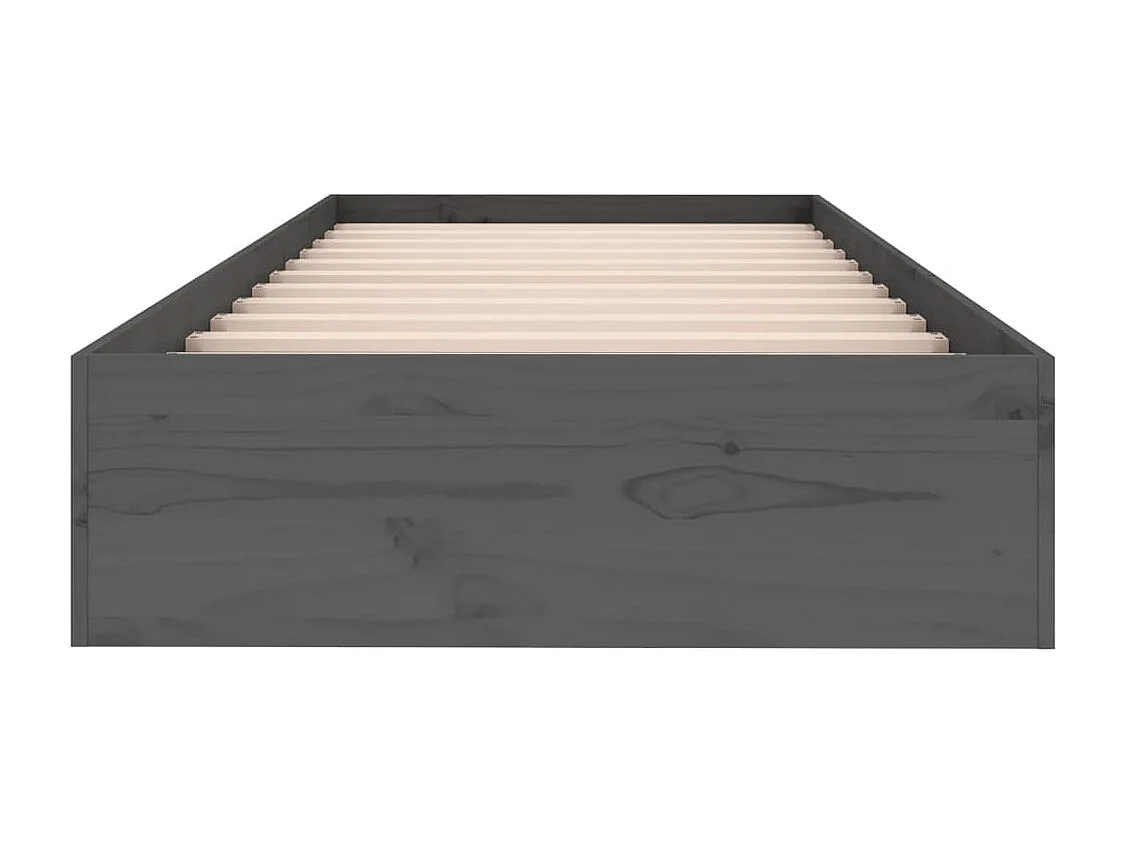 Cadre de lit Gris Bois massif 75x190 cm Petit simple