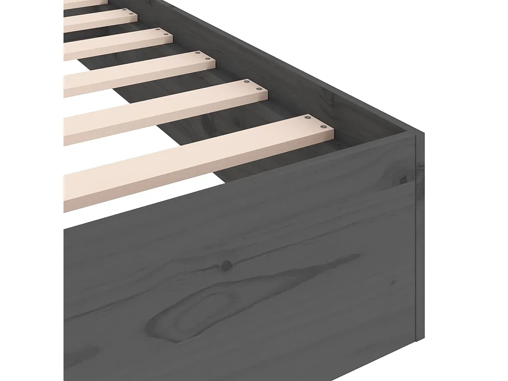 Cadre de lit Gris Bois massif 75x190 cm Petit simple