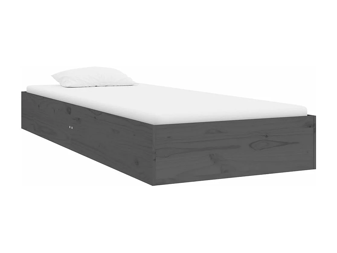 Cadre de lit Gris Bois massif 75x190 cm Petit simple