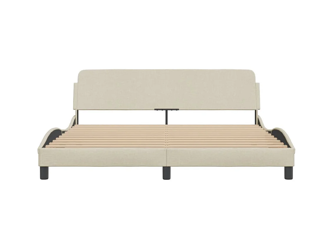 Cadre de lit avec tête de lit Crème 180 x 200 cm Tissu