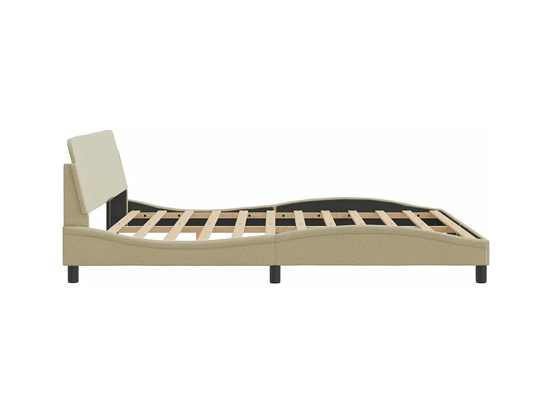 Cadre de lit avec tête de lit Crème 180 x 200 cm Tissu