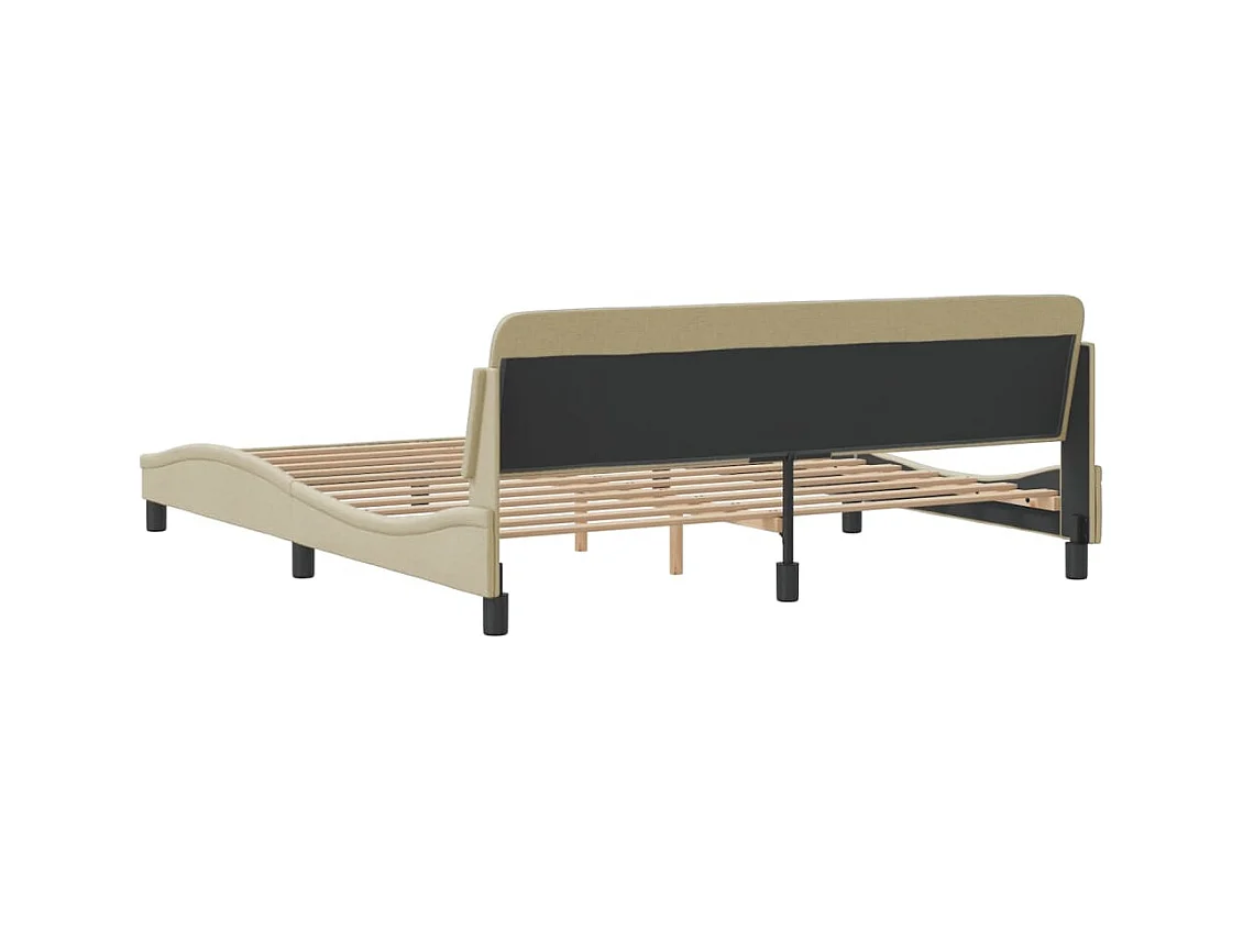 Cadre de lit avec tête de lit Crème 180 x 200 cm Tissu