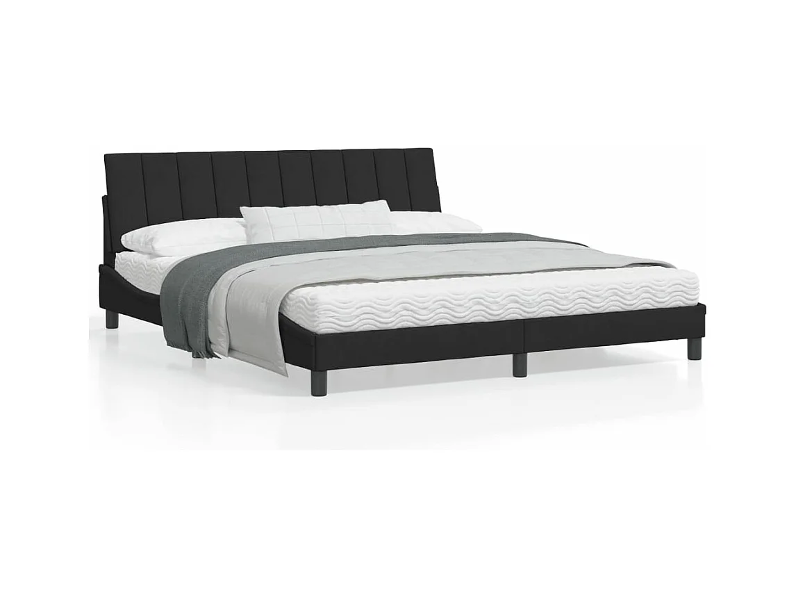 Estrutura de cama com luzes LED 180x200 cm veludo preto