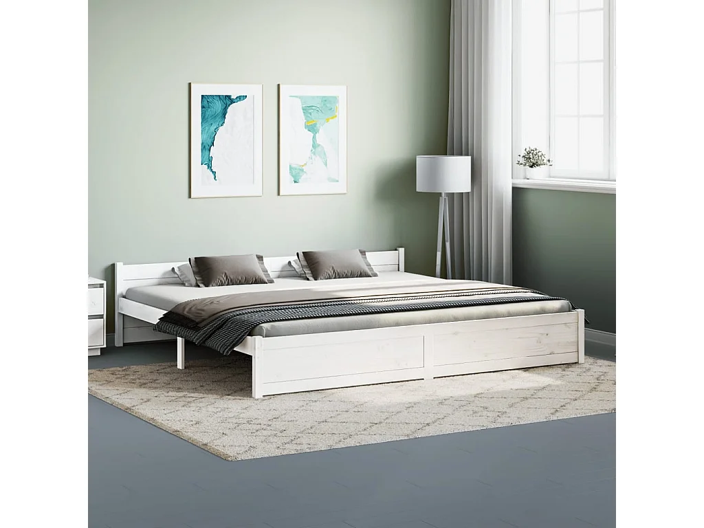 Estructura de cama madera maciza blanco 200x200 cm