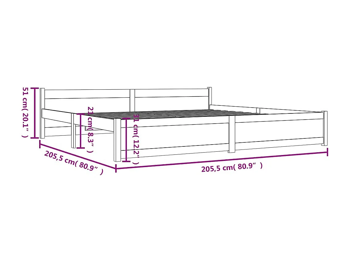 Estructura de cama madera maciza blanco 200x200 cm