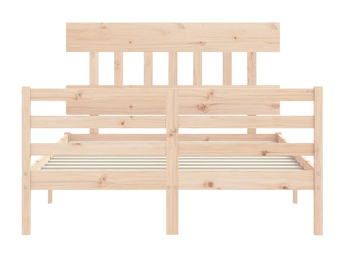Estructura de cama de matrimonio con cabecero madera maciza