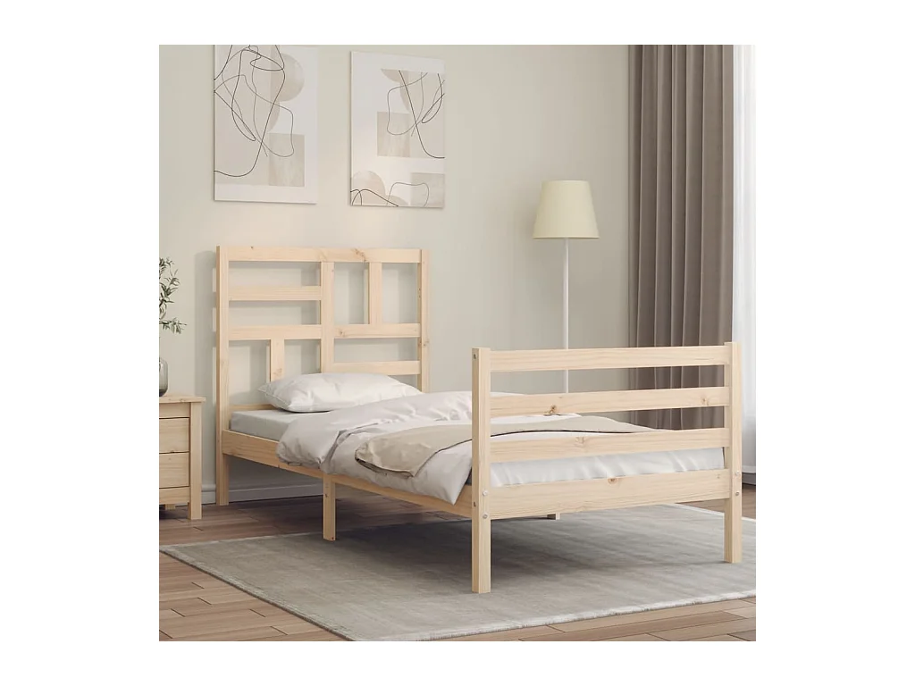 Cadre de lit avec tête de lit 90x200 cm bois massif
