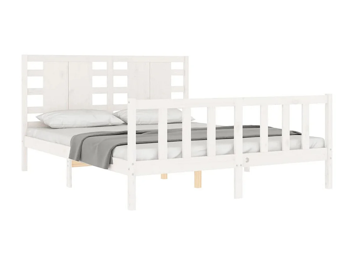 Estrutura de cama King Size com cabeceira madeira maciça branco