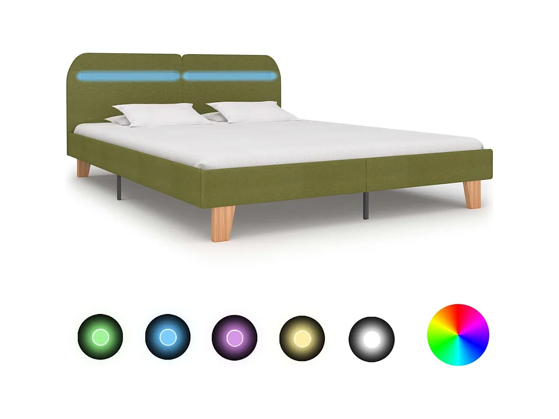 Bedframe met LED stof groen 180x200 cm