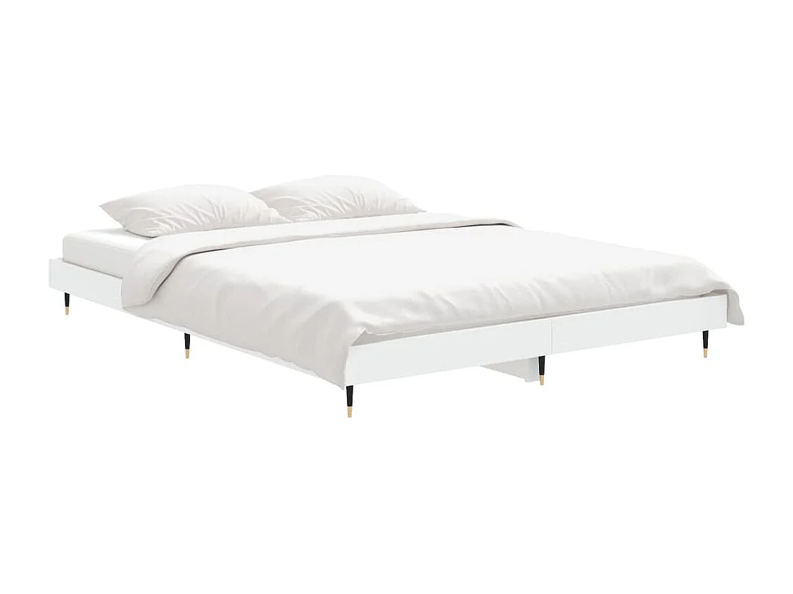 Estructura de cama de madera contrachapada blanca 140x190 cm