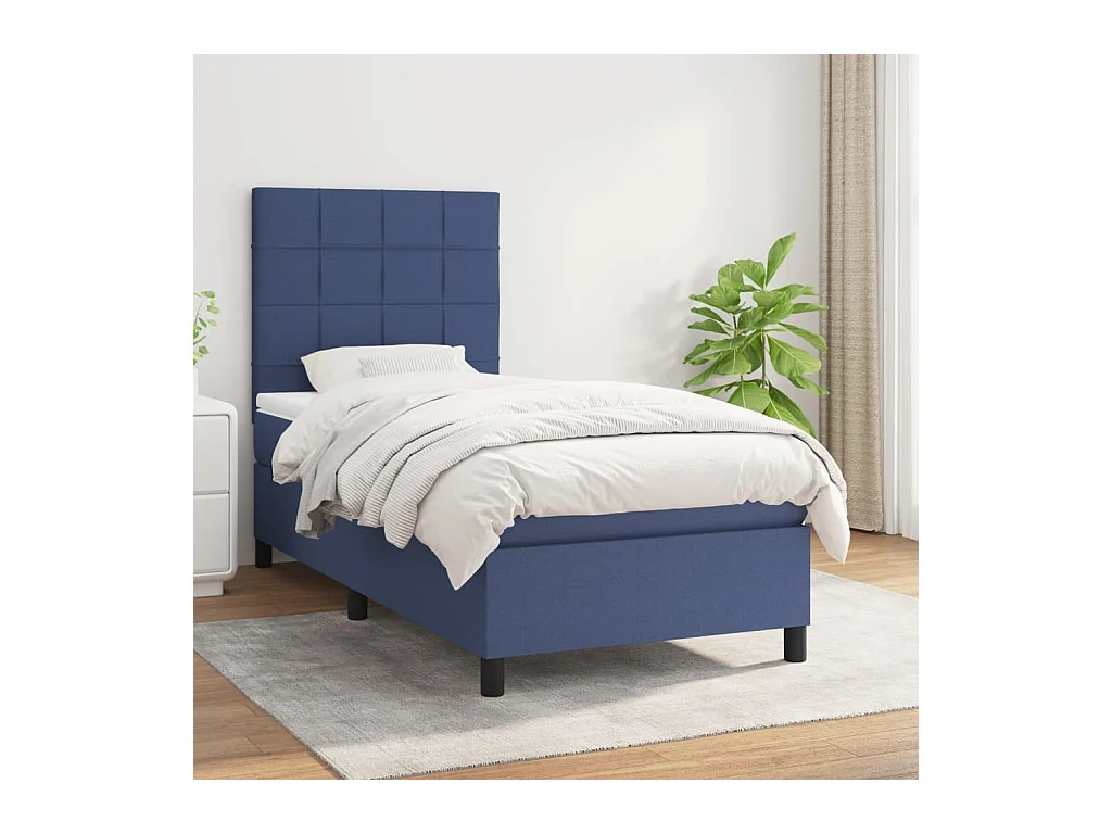 Boxspring met matras stof blauw 80x200 cm