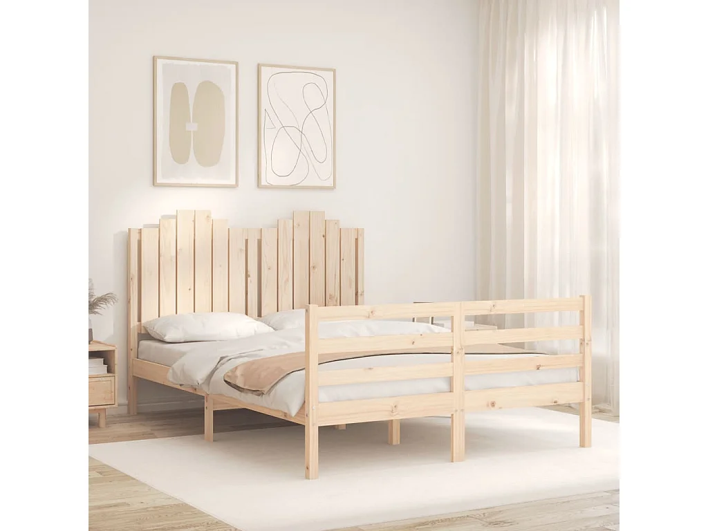 Cadre de lit avec tête de lit 140x190 cm bois massif