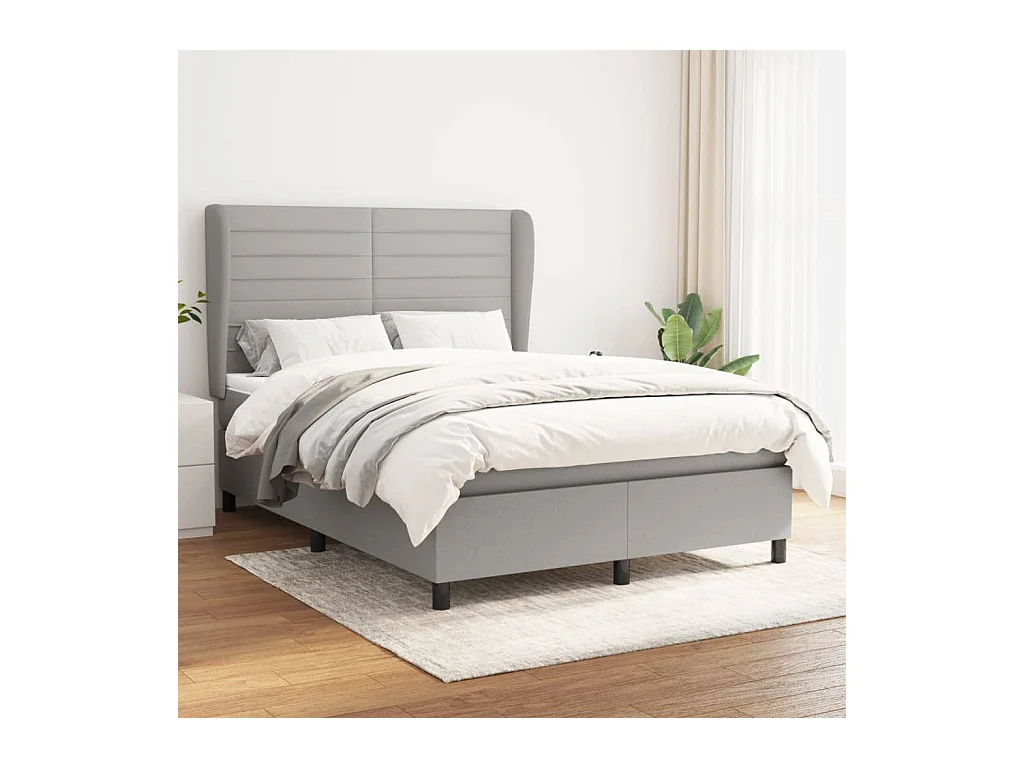 Boxspring met matras stof lichtgrijs 140x200 cm
