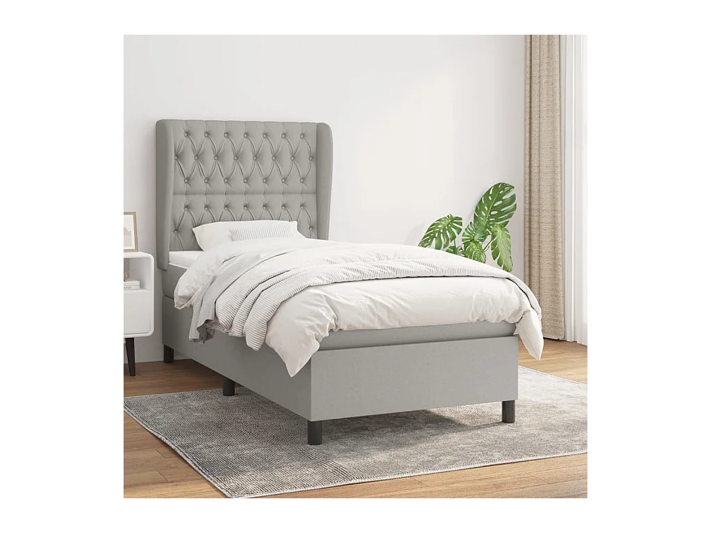 Boxspring met matras stof lichtgrijs 100x200 cm