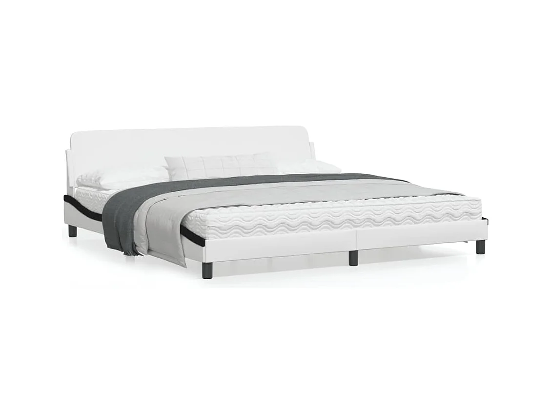 Bedframe "Dover" kunstleer wit en zwart 200x200 cm