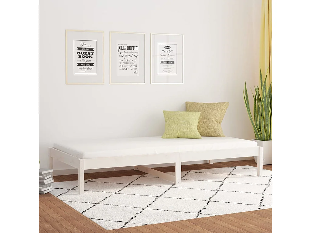 Lit de jour Blanc 80x200 cm Bois de pin massif
