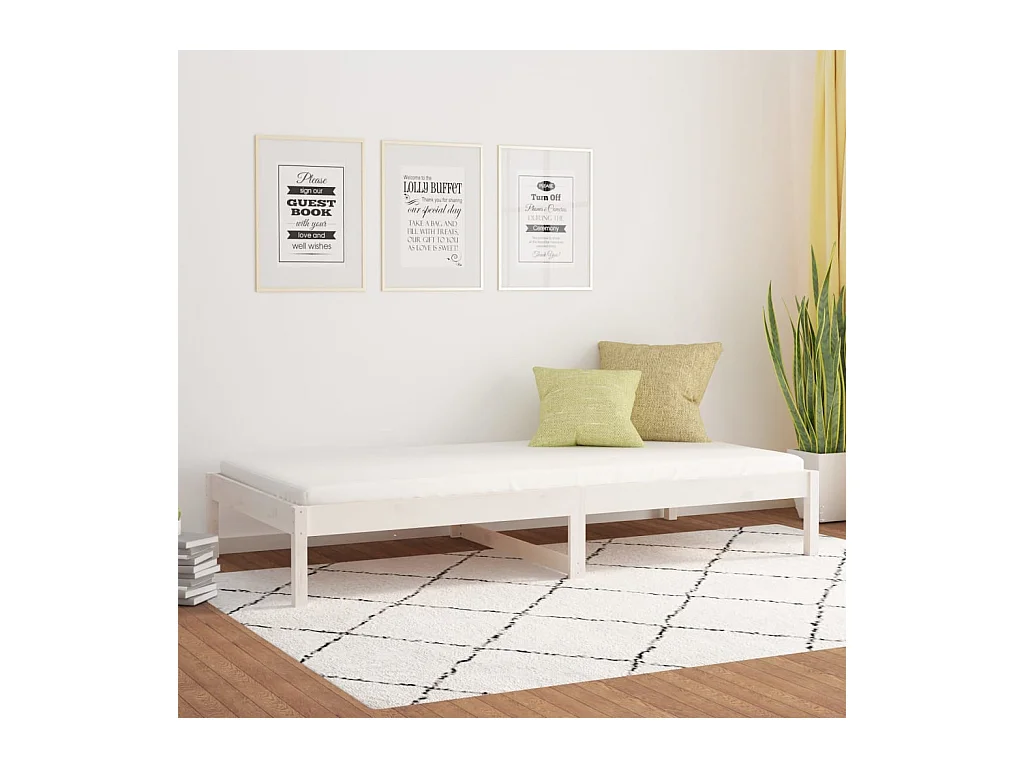 Slaapbank zonder matras 80x200 cm massief grenenhout wit