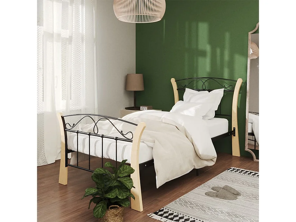 Estructura de cama de metal negra 90x200 cm