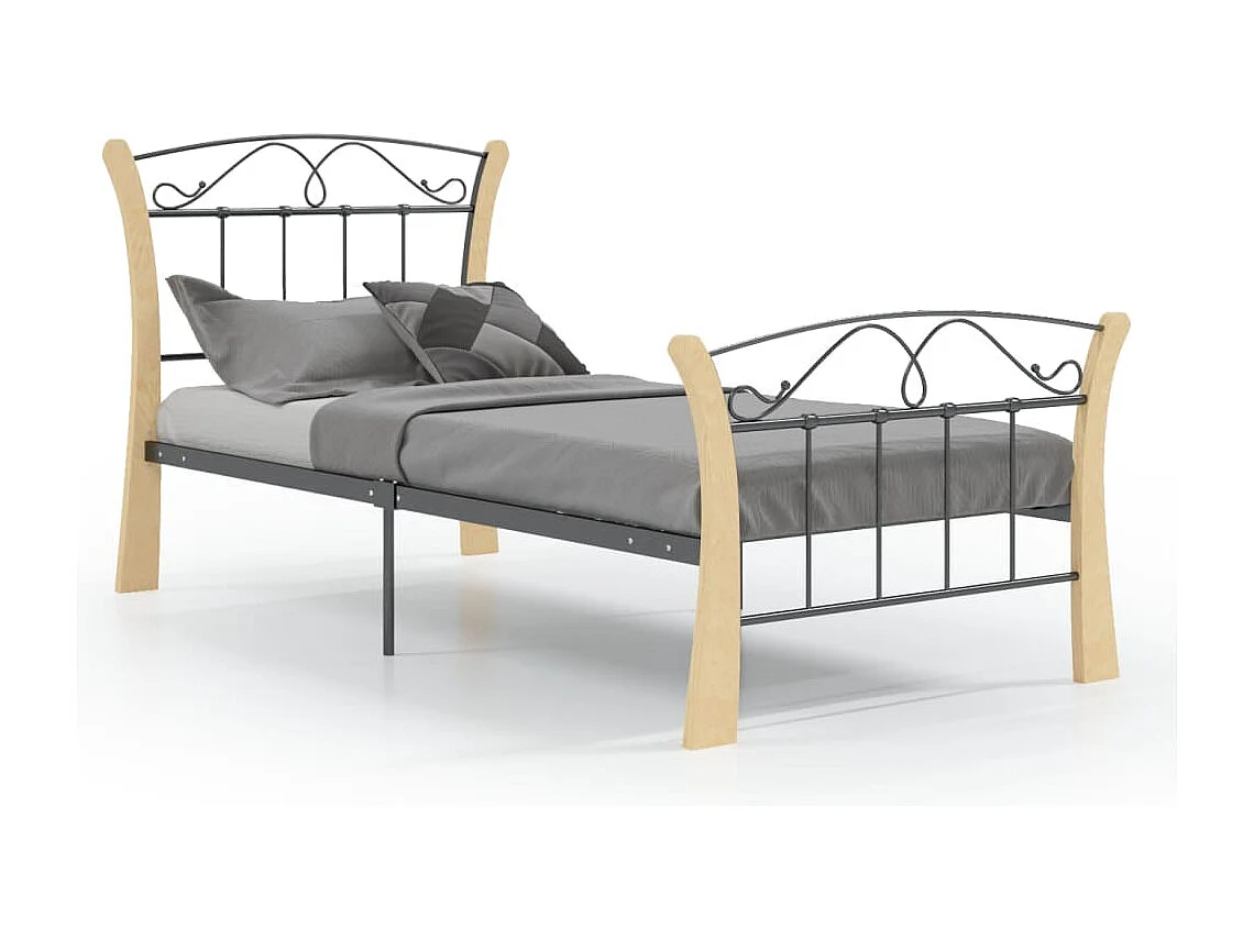 Estructura de cama de metal negra 90x200 cm