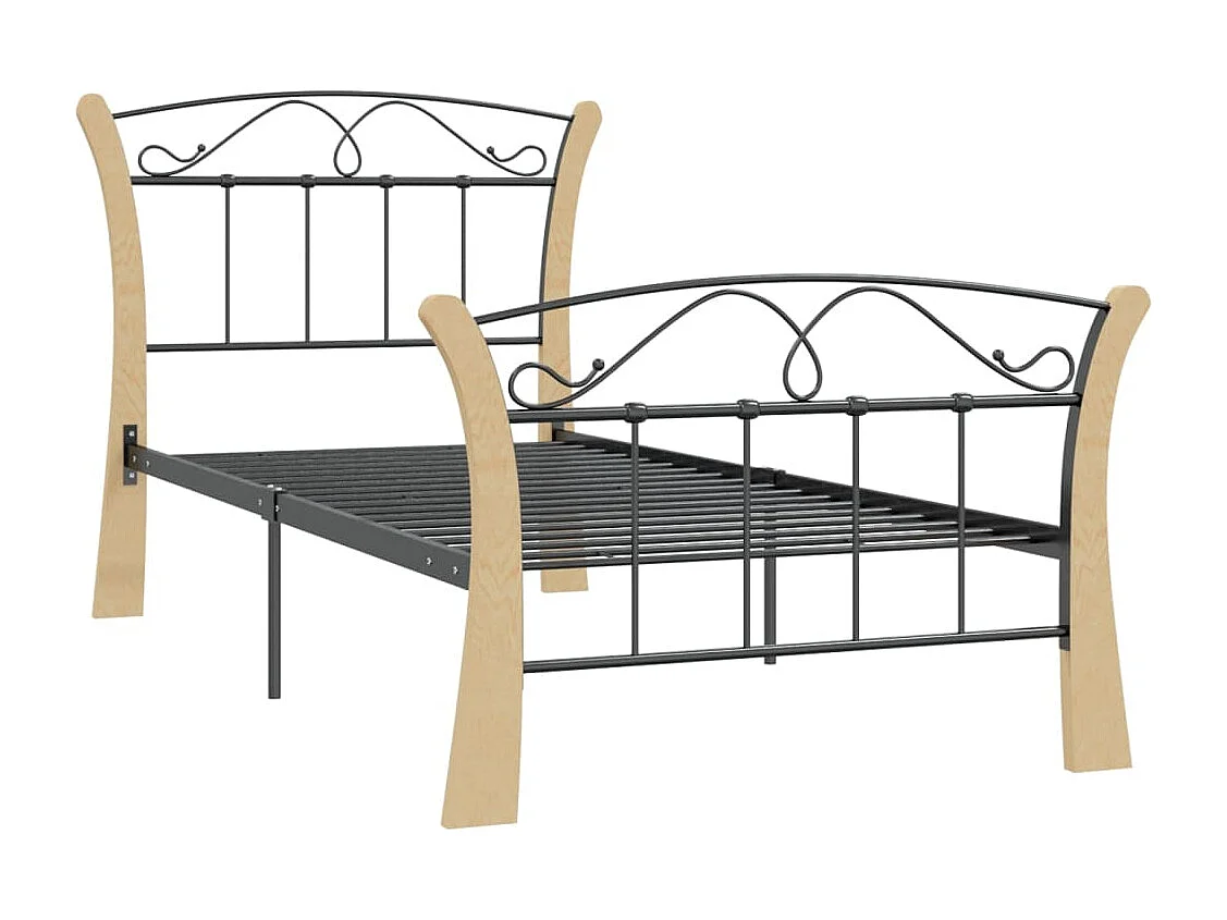 Estructura de cama de metal negra 90x200 cm