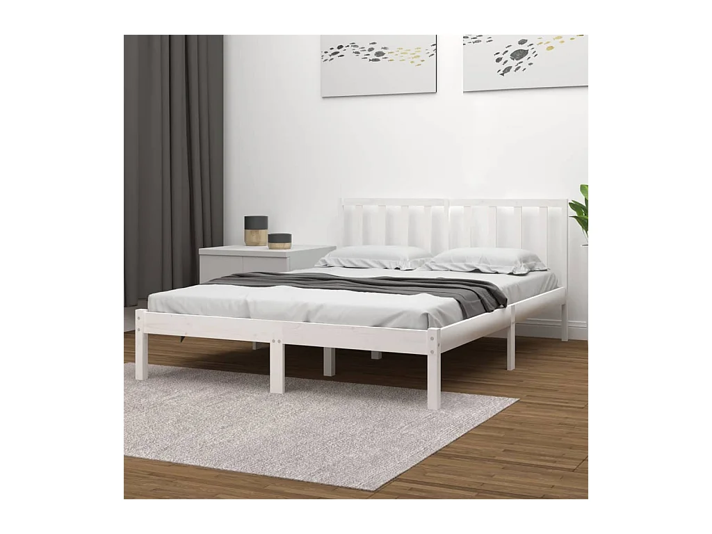 Estructura de cama madera maciza de pino blanco 200x200 cm