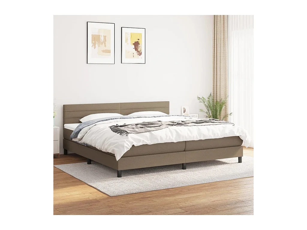 Boxspring met matras stof taupe 200x200 cm