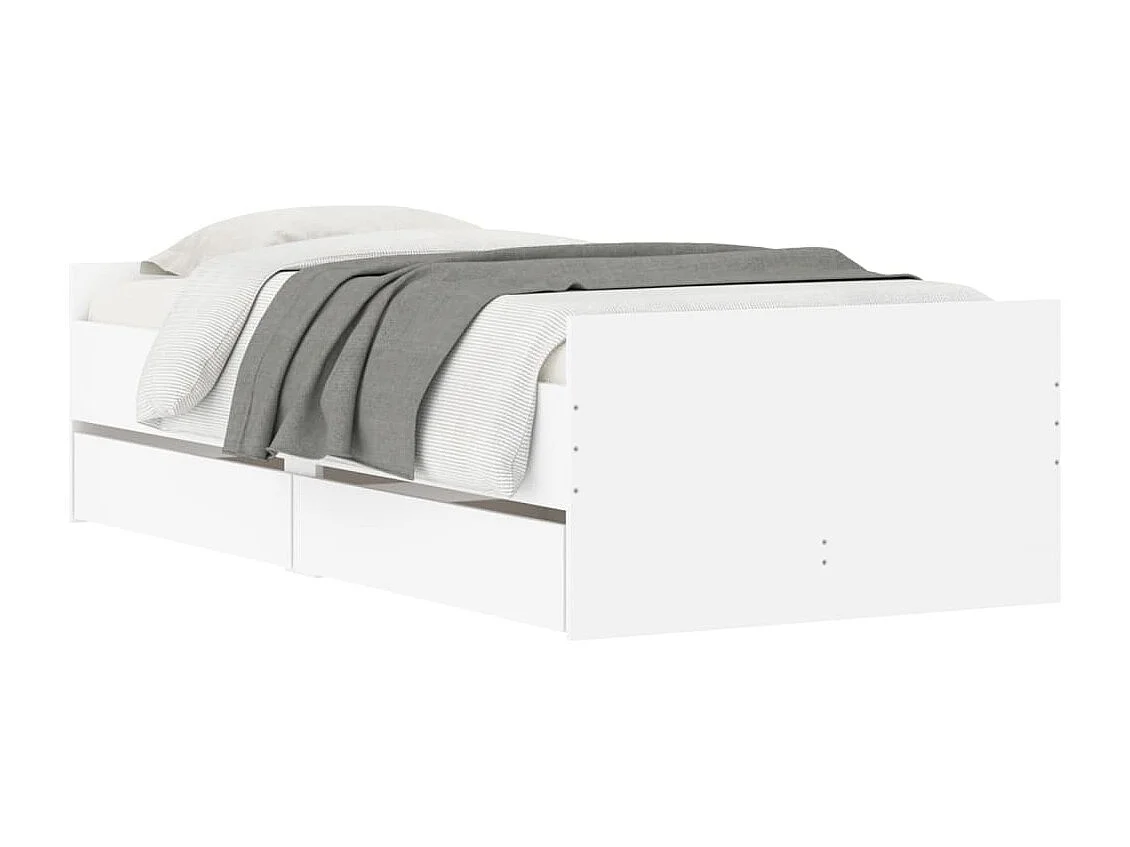 Estrutura cama de solteiro pequena c/ gavetas 75x190 cm branco