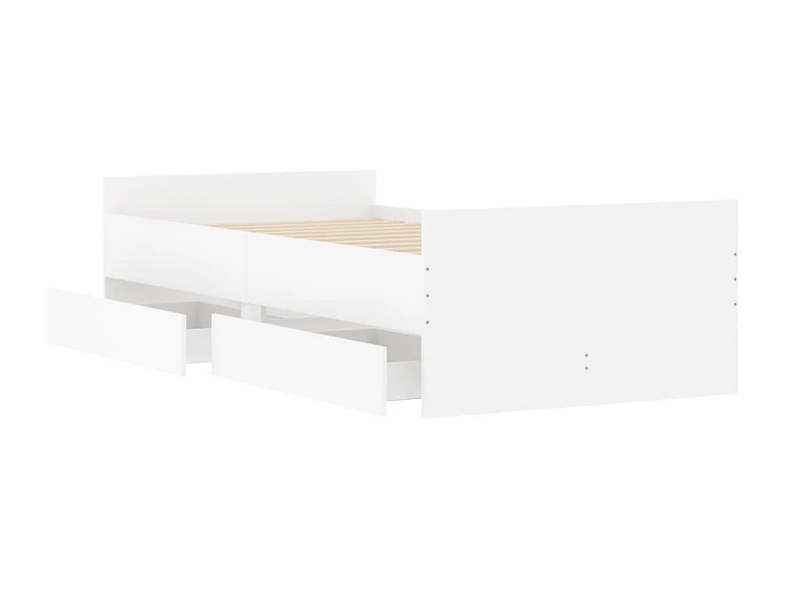 Estrutura cama de solteiro pequena c/ gavetas 75x190 cm branco