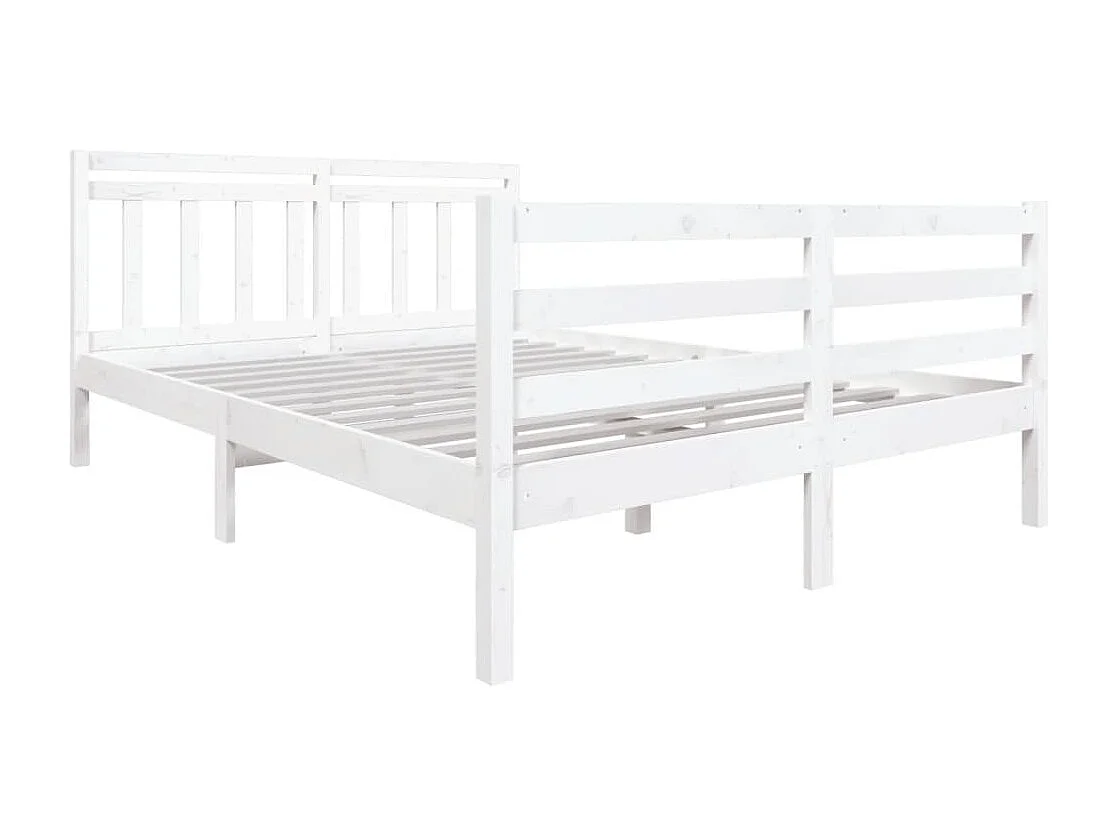 Estrutura de cama 140x190 cm madeira maciça branco