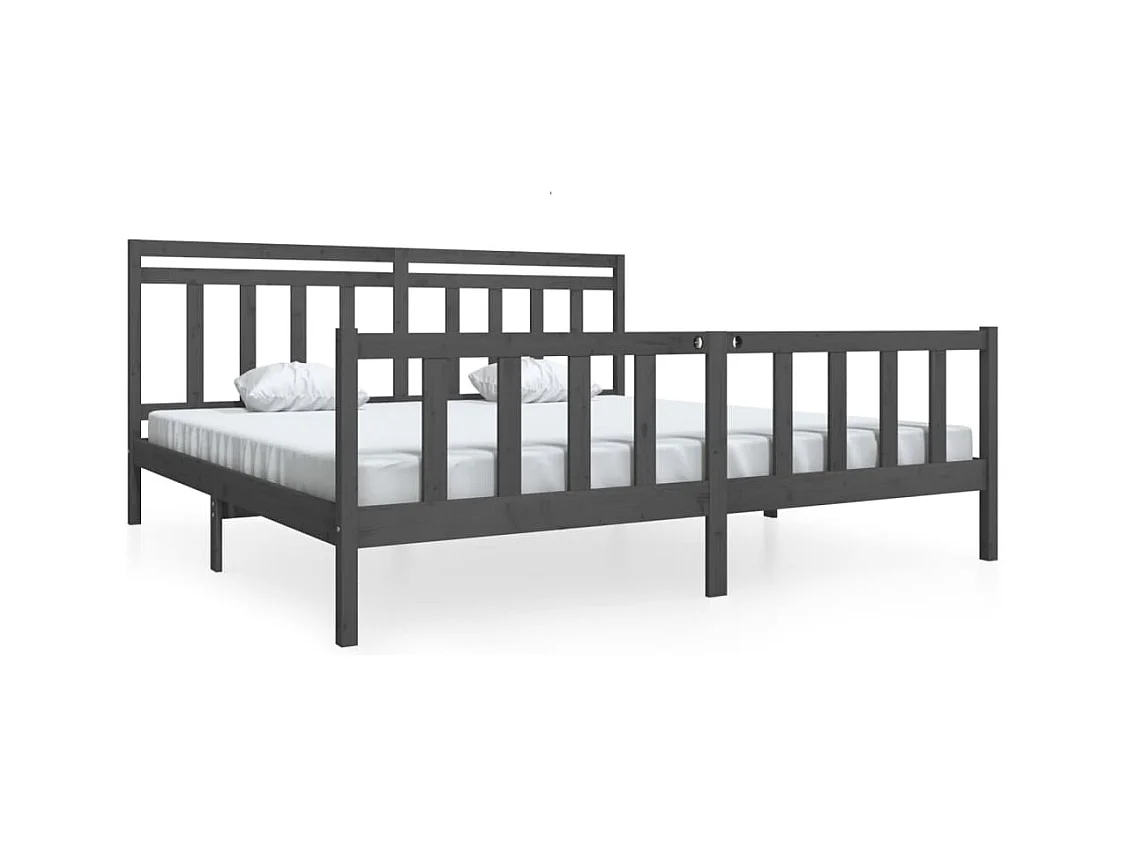 Bedframe massief hout grijs 200x200 cm